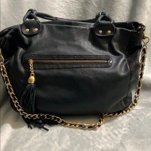 EUC Miss Mak navy leather shoulder bag